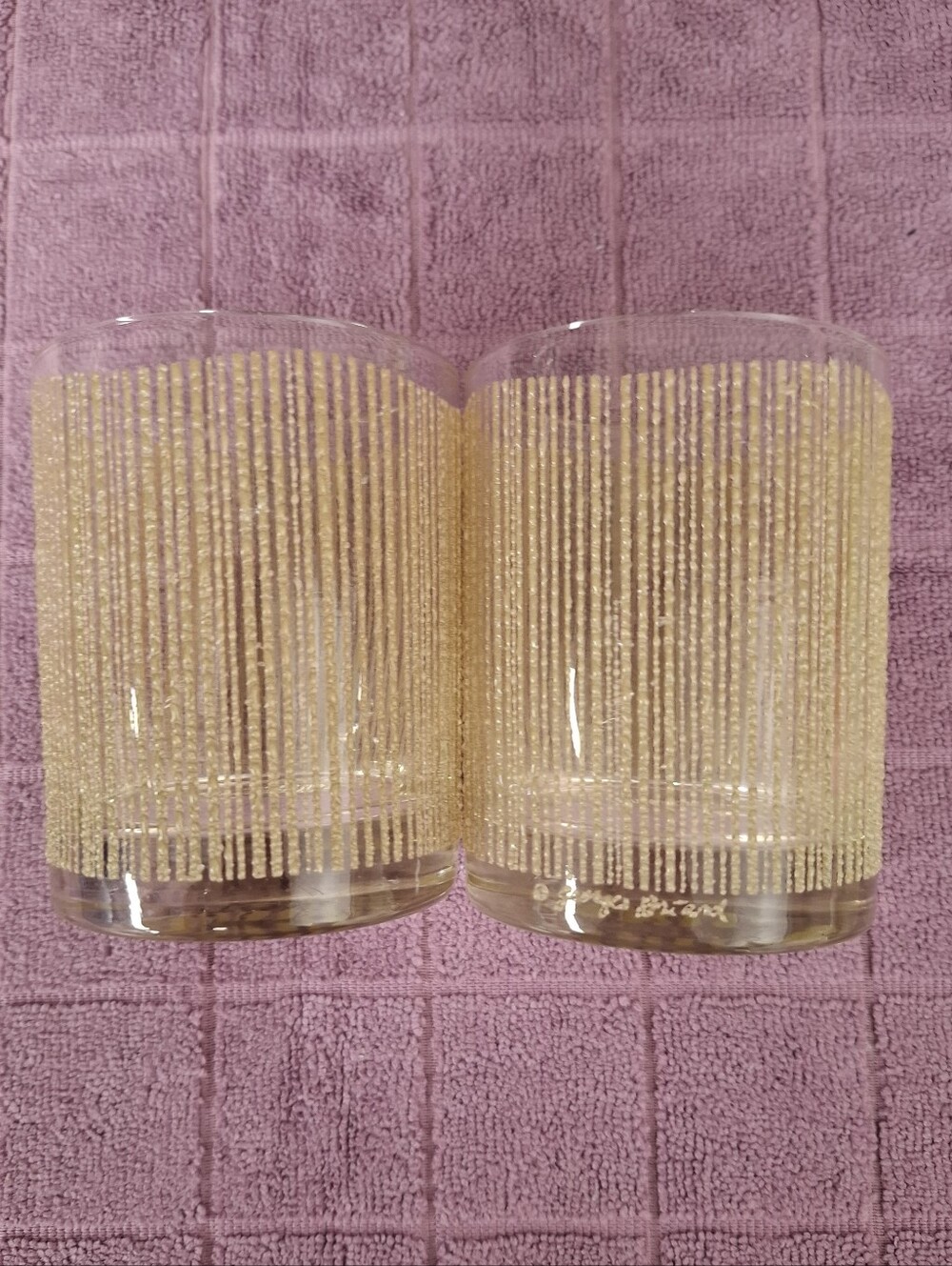 Mid Century Georges Briard White Icicle Low Ball  Glasses  Two